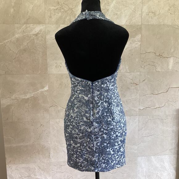 SHO Tadashi Shoji Lara Sequin Lace Mini Dress - 0 Blue, Holiday Cocktail Party - Picture 10 of 14